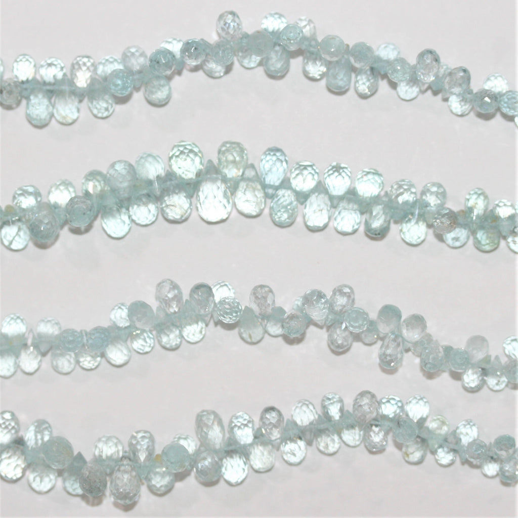 Cuentas de aguamarina facetadas de 8" x 4 mm aproximadamente - Hilo de 20 cm.