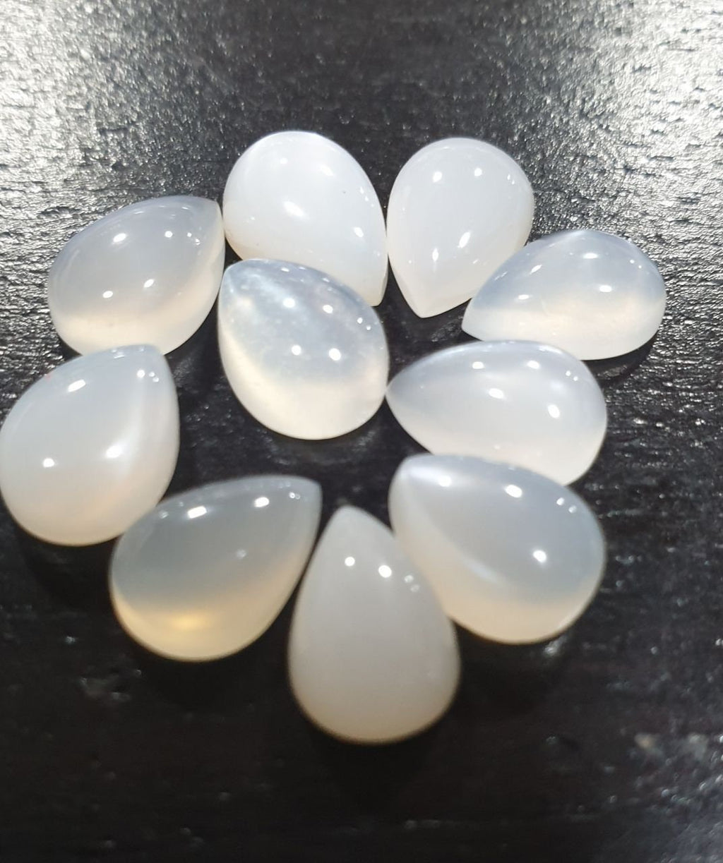 10 Pcs Lot White Moonstone Pear Cabochon 10x7mm. (10 pcs.)