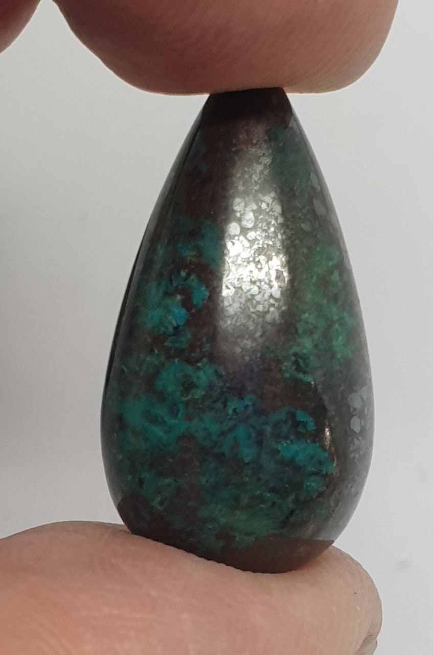 1 Pair Undrilled  Chrysocolla Drops 25.5x13.8mm . Natural Stone.Designer Pieces