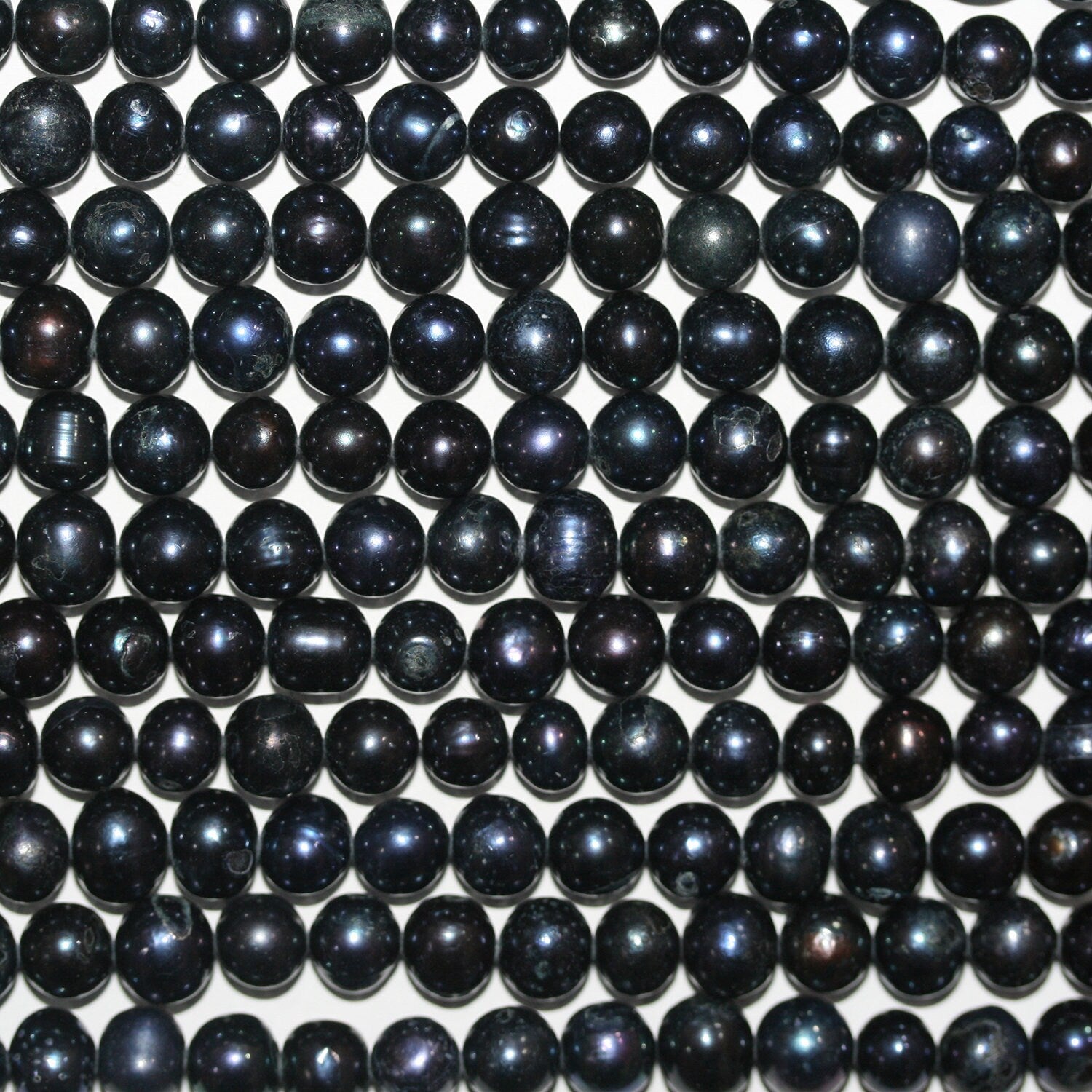 13" St Freshwater Black Round Pearl 8-9mm.Approx.-Strand 36cm  -Natural Pearls wholesale Prices
