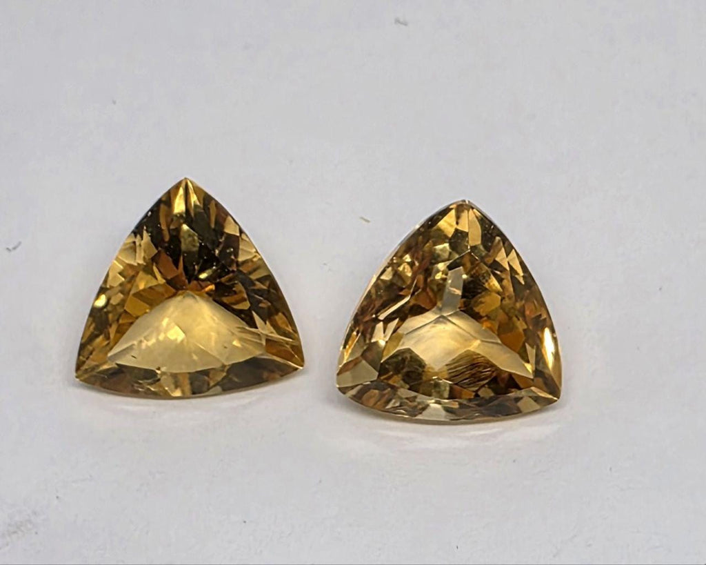 1 Pair Top Quality Citrine Trillion 11mm - Natural Gems  TOP color