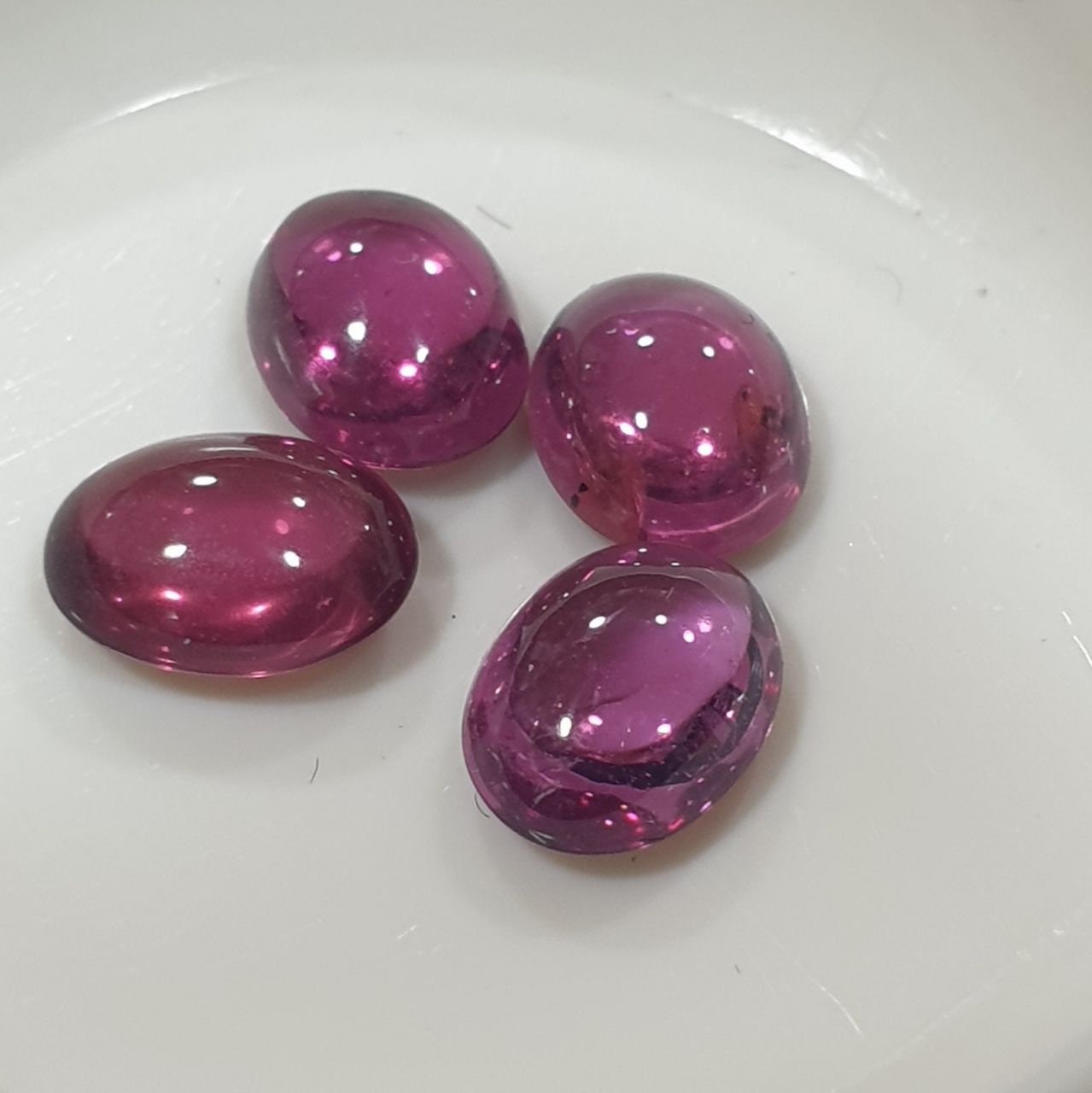 Rhodolite Garnet Lot Oval Cabochon 6-6.5x5.5mm. (4pcs.)  -Gemstone Parcels-Loose Stones Wholesale Price