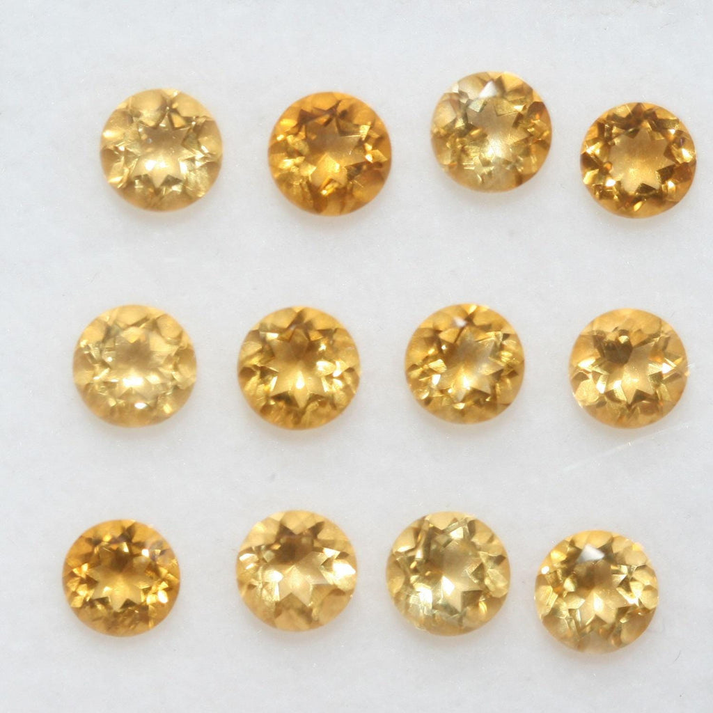12 Pcs Lot Citrine Faceted Round 5 mm. (12Pcs).