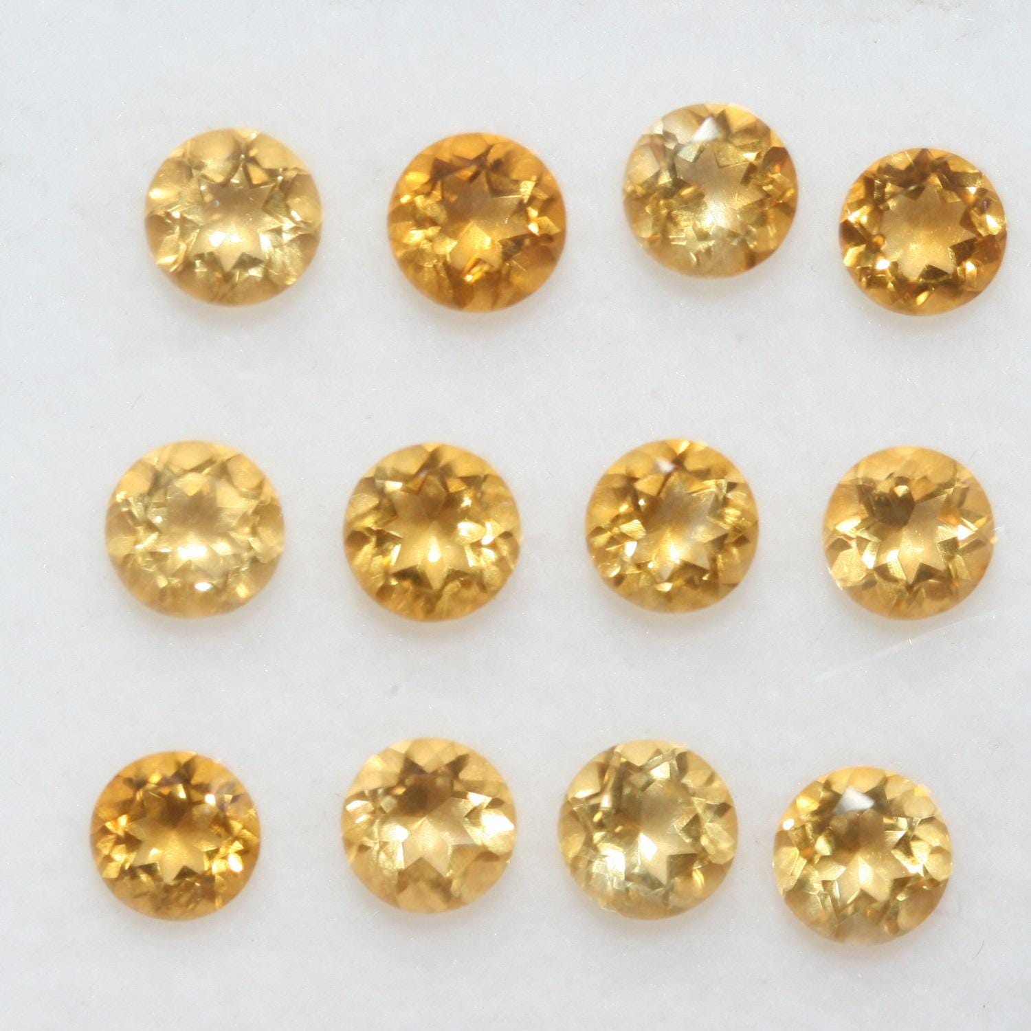 12 Pcs Lot Citrine Faceted Round 5 mm. (12Pcs).