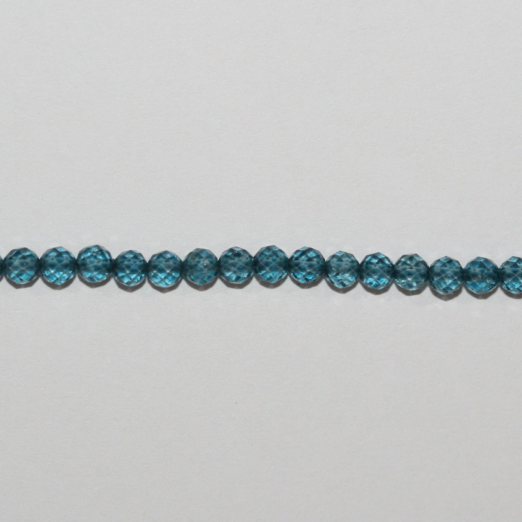 13" St Blue Topaz Faceted Round Beads 3mm.-Strand 33cm.