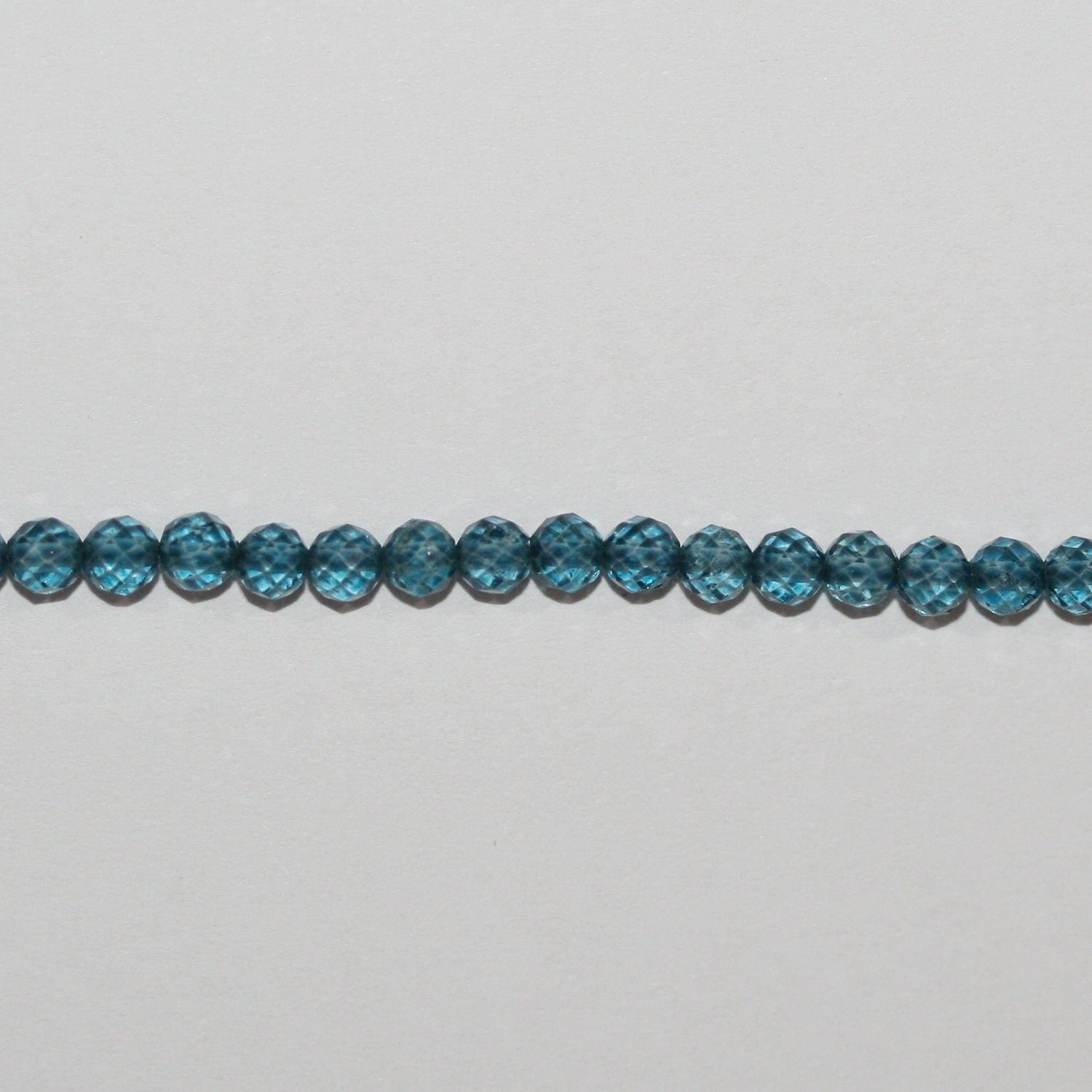 13" St Blue Topaz Faceted Round Beads 3mm.-Strand 33cm.