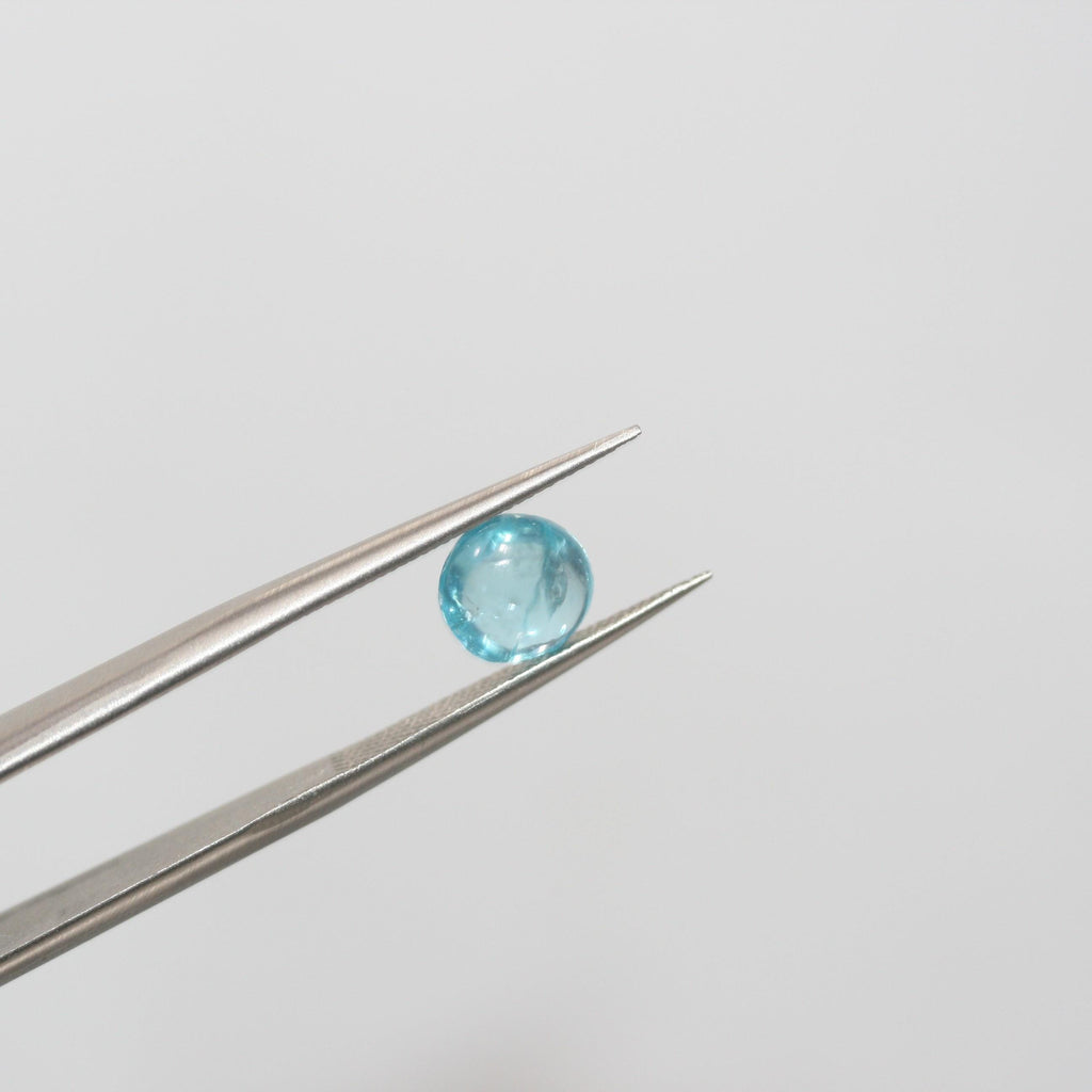1 Pc  Natural Apatite Round Cabochon 7.5mm  Paraiba Color  - Natural Untreated Stone- Rare Color Blue Apatite