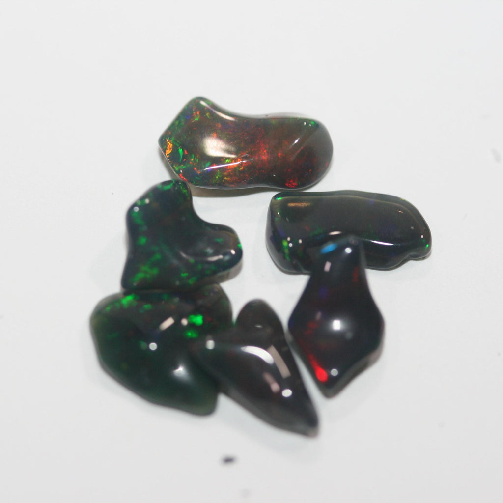 Lote de 6 piezas de ópalo negro etíope de forma irregular, de 8 a 10 mm (6 unidades) - Paquetes de piedras preciosas - Piedras sueltas al por mayor