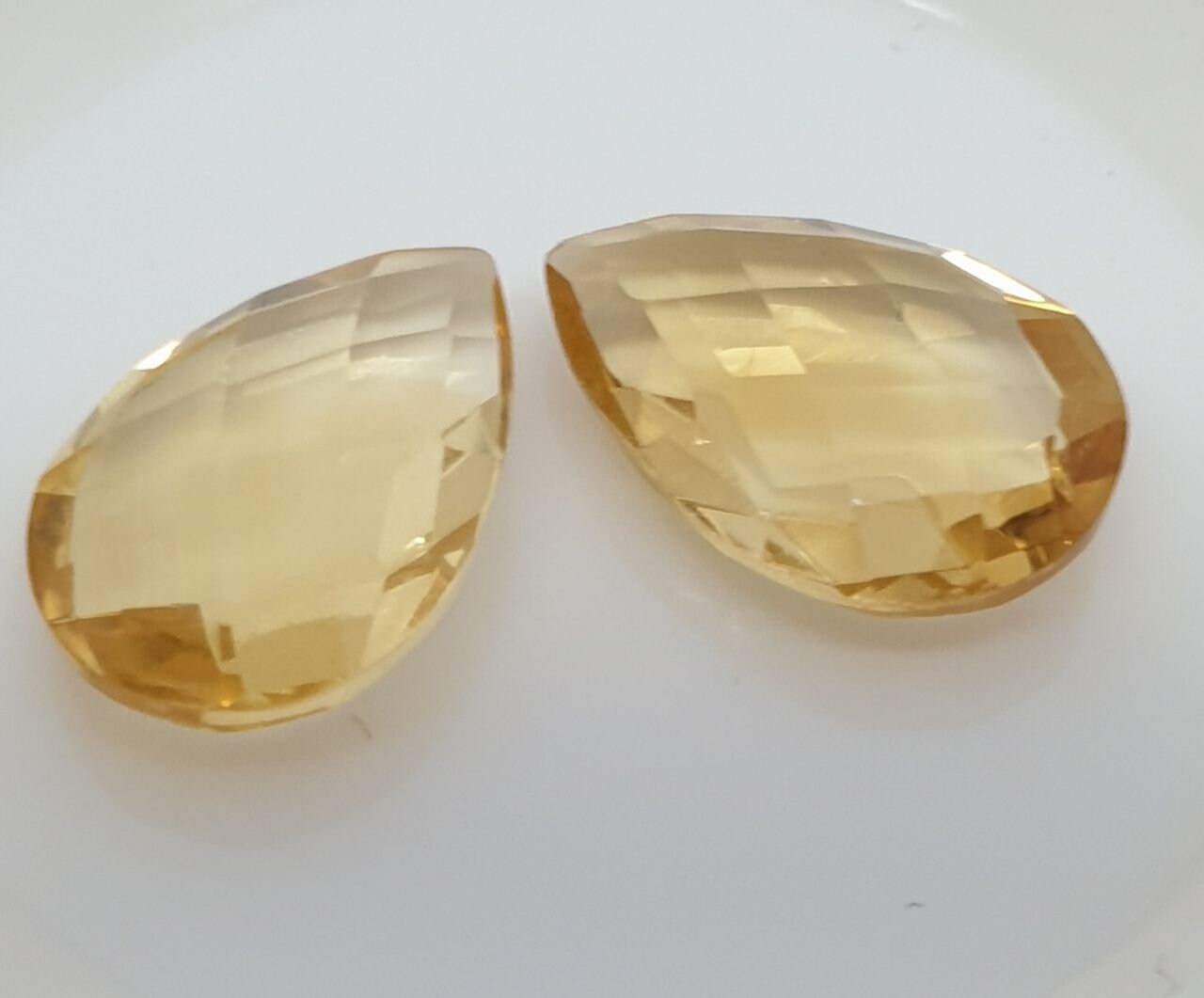1 Pair Citrine Faceted Drop 12x8 mm Briolette Cut. 2 pcs- Wholesale Gems