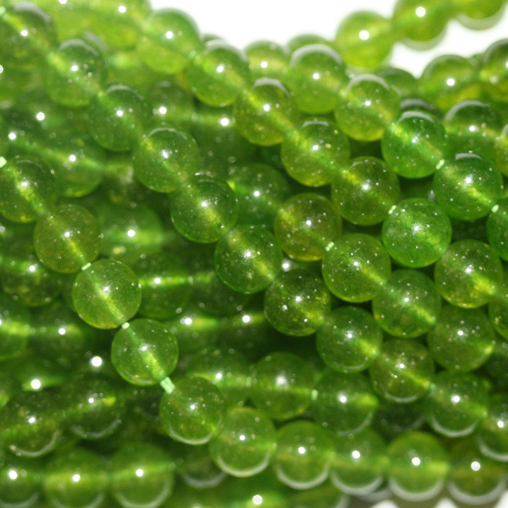 Perles rondes lisses en quartz vert St, 6 mm, 40 cm (16 pouces) de long.