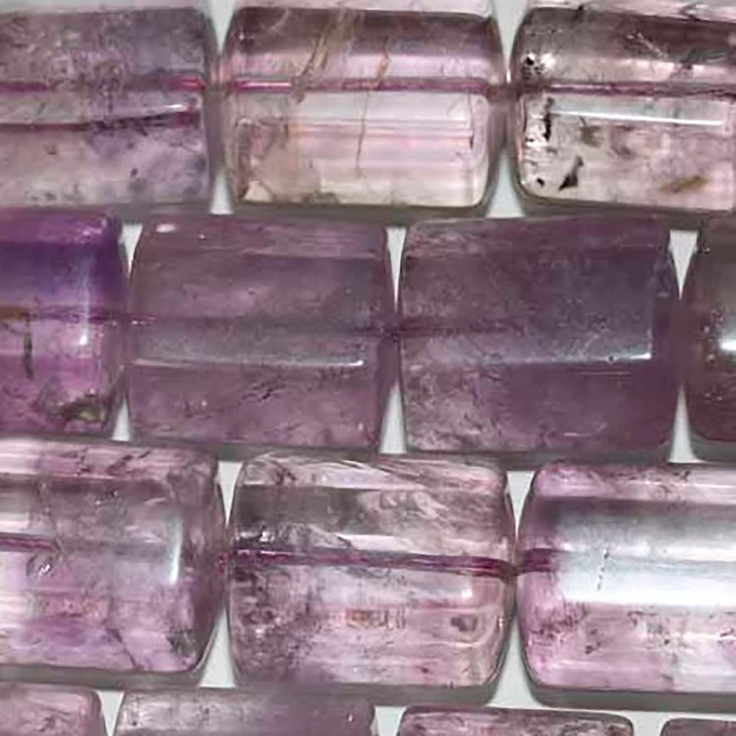 Cuentas cilíndricas facetadas de amatista lavanda de 40 cm (16"), 20 x 13 mm (tira de 40 cm)