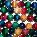 Cuentas redondas facetadas de ojo de tigre multicolor de 16" (10 mm) - Hilo de 40 cm