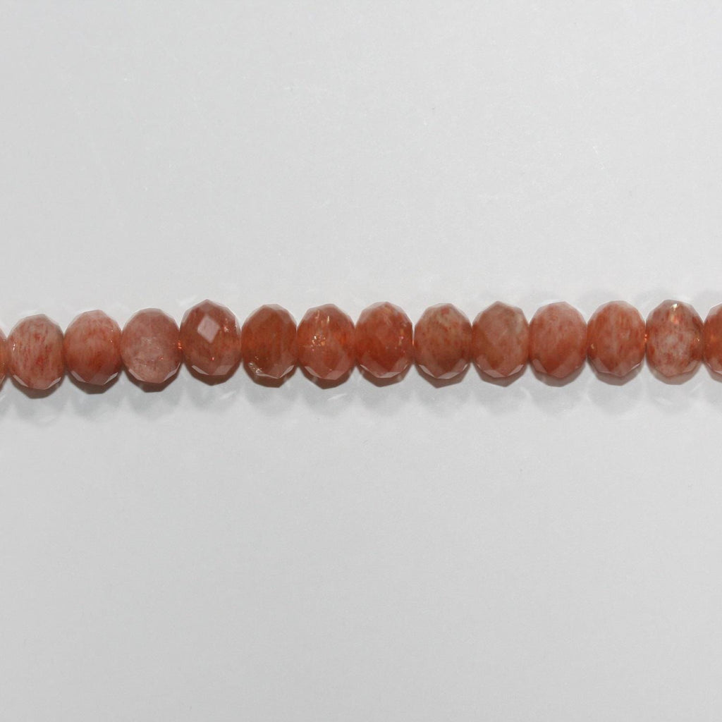 Cuentas redondas facetadas de piedra solar de 16" (7 x 5 mm). Hilo de 40 cm aprox.