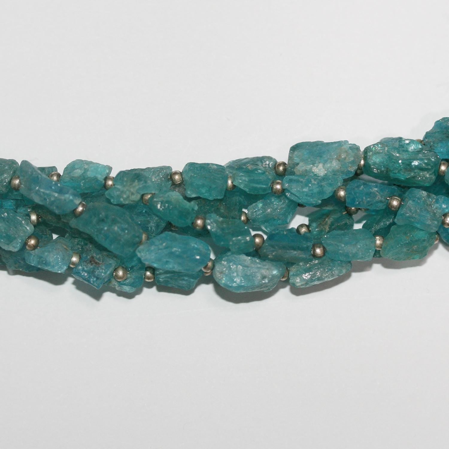 Cuentas de apatita azul sin pulir de 8" (11 x 5 mm, aprox. - Hilo de 20 cm)