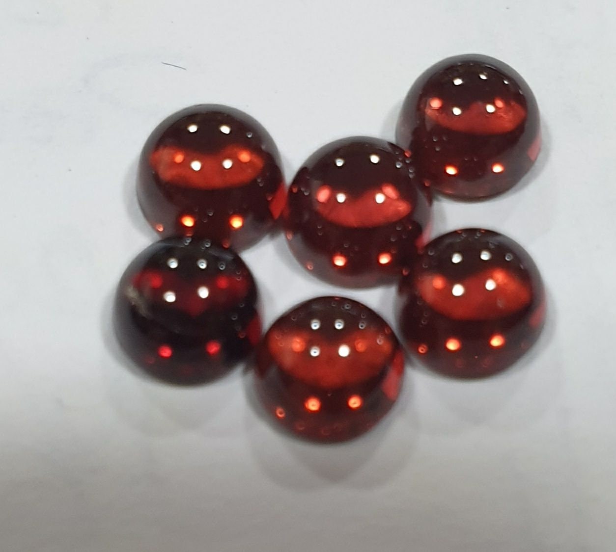 Lote de 6 cabujones redondos de granate rojo de 5 mm (6 unidades) - Paquetes de piedras preciosas - Piedras sueltas - Precio al por mayor