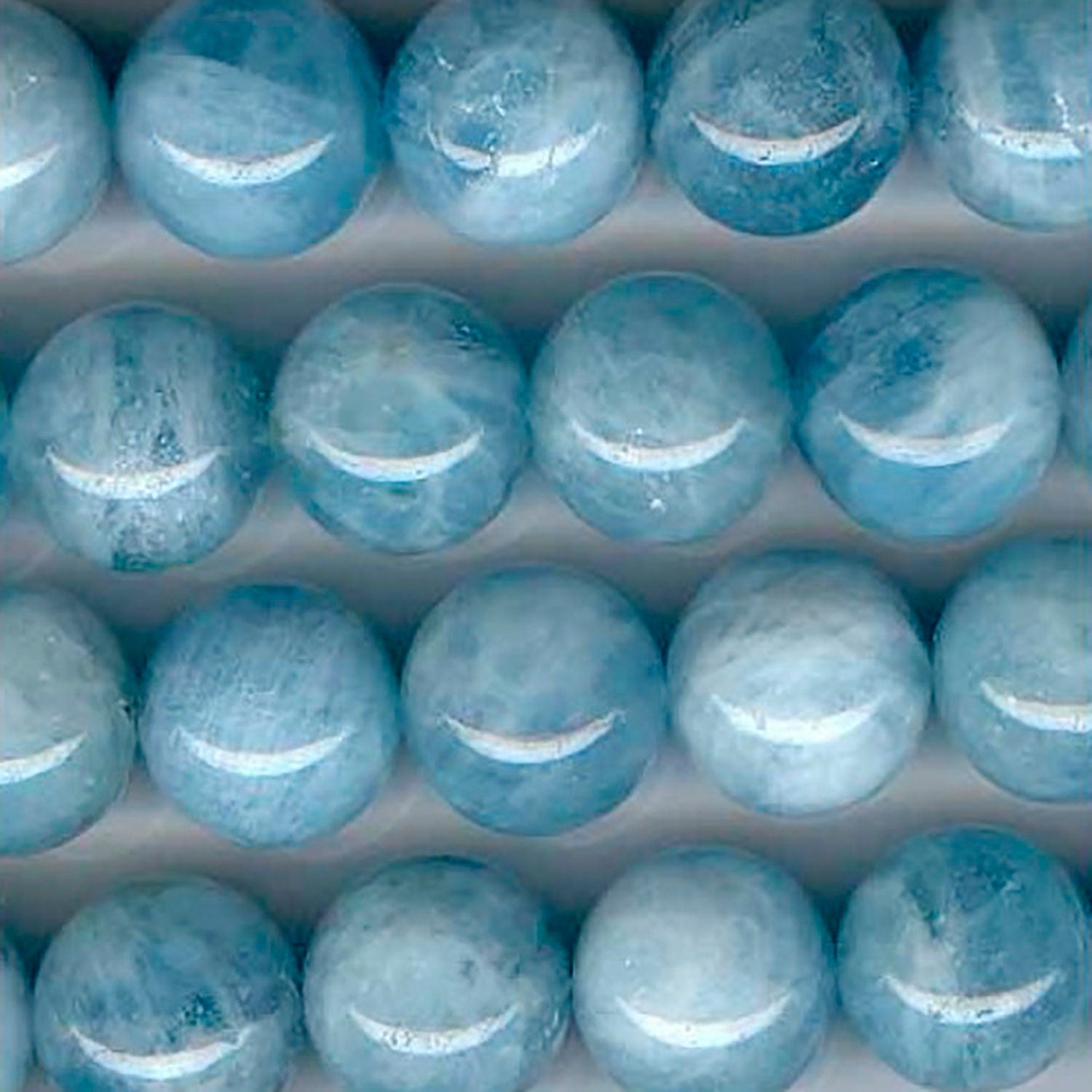 Cuentas redondas de aguamarina de 16" (14 mm) - Hilo de 40 cm