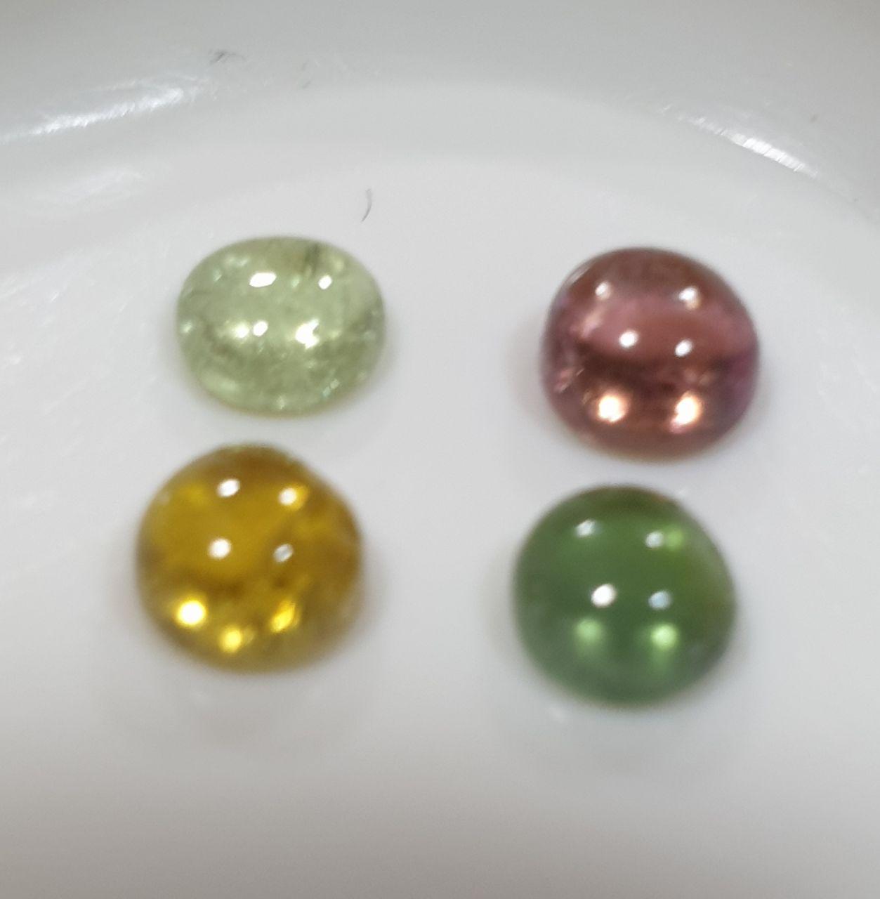 Tourmaline Lot Round Cabochons 5mm.-(4pcs)  -Gemstone Parcels-Loose Stones Wholesale Price