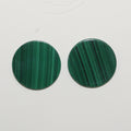 Lote de 2 discos planos redondos de malaquita de 20 mm (2 unidades). Malaquita genuina natural sin tratar.