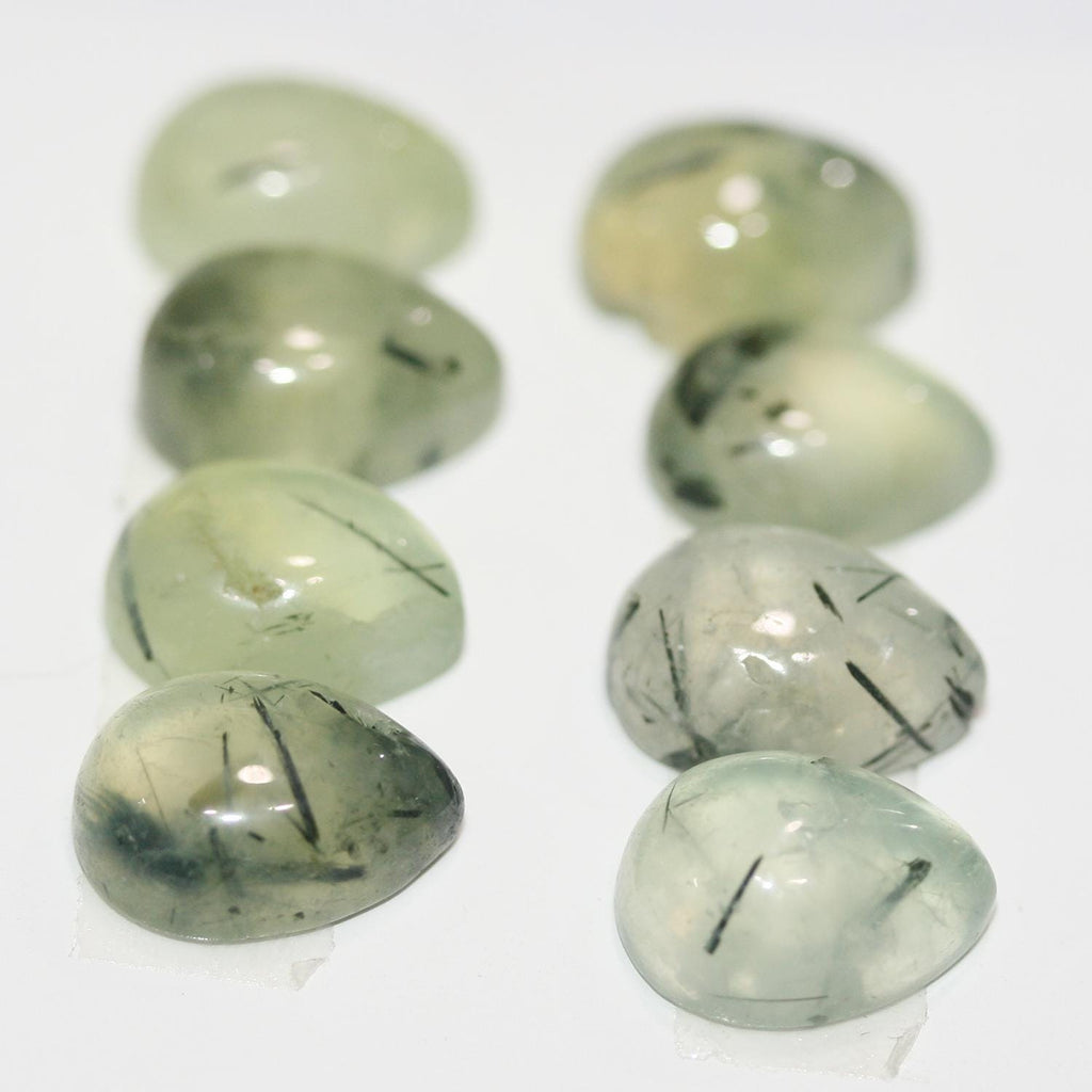 Lote de 8 cabujones de prehnita en forma de gota, 11 x 8 mm (8 unidades)