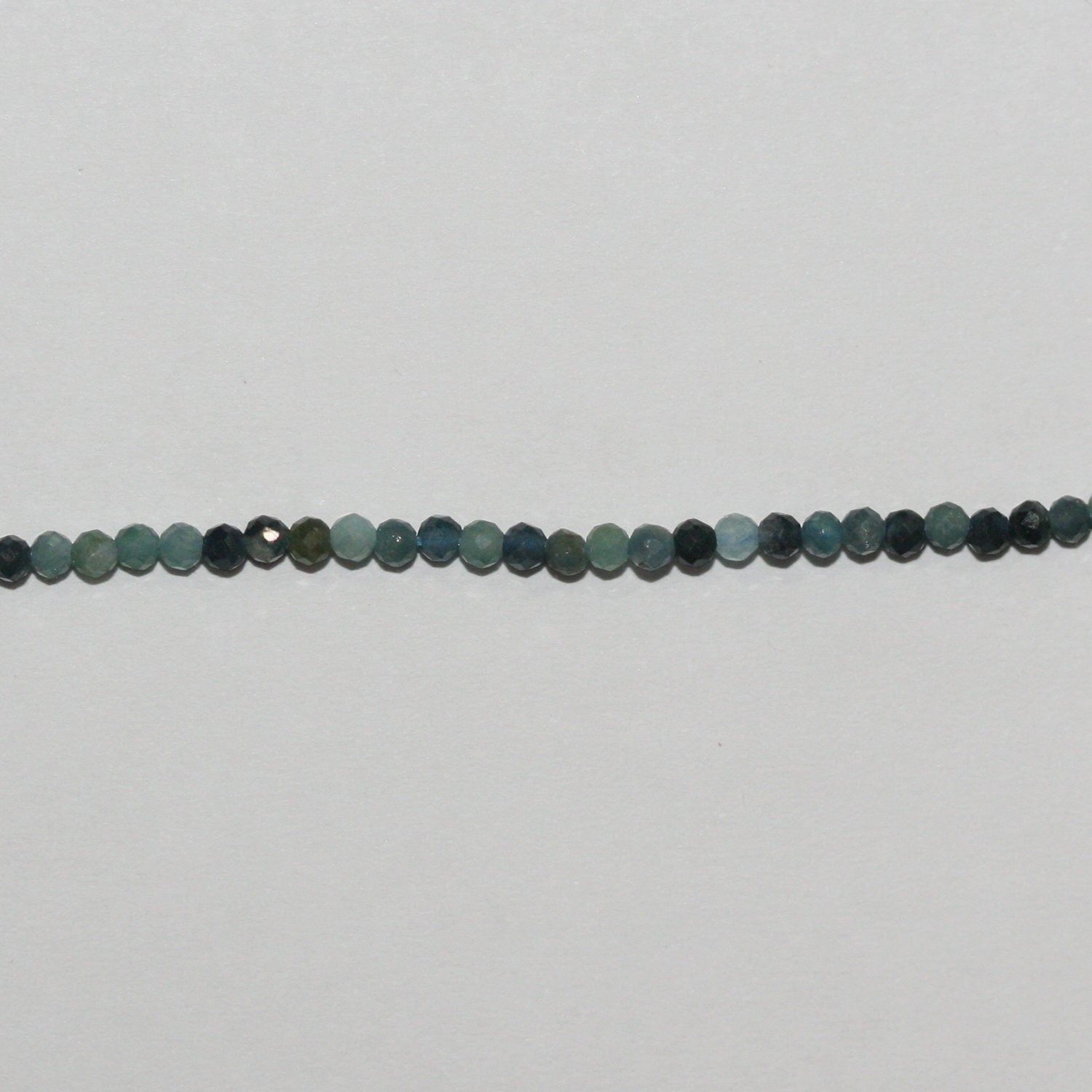 14" St Blue Turmaline Faceted Round Beads 1.7mm.-Strand 38cm