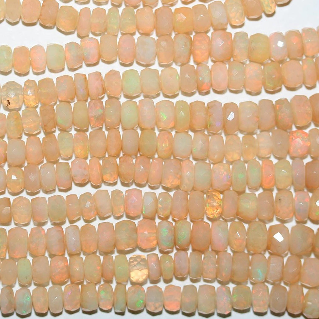 Cuentas redondas facetadas de ópalo etíope de San Etiopía de 43 cm (3 x 2-6 x 3 mm). Aprox. - Hilo de 44 cm.