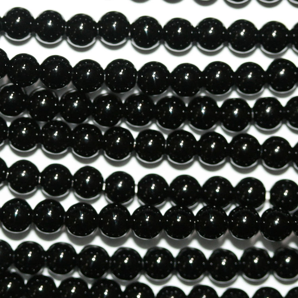 Cuentas redondas lisas de ónix de San Valentín de 4 mm (16") - Hilo de 40 cm