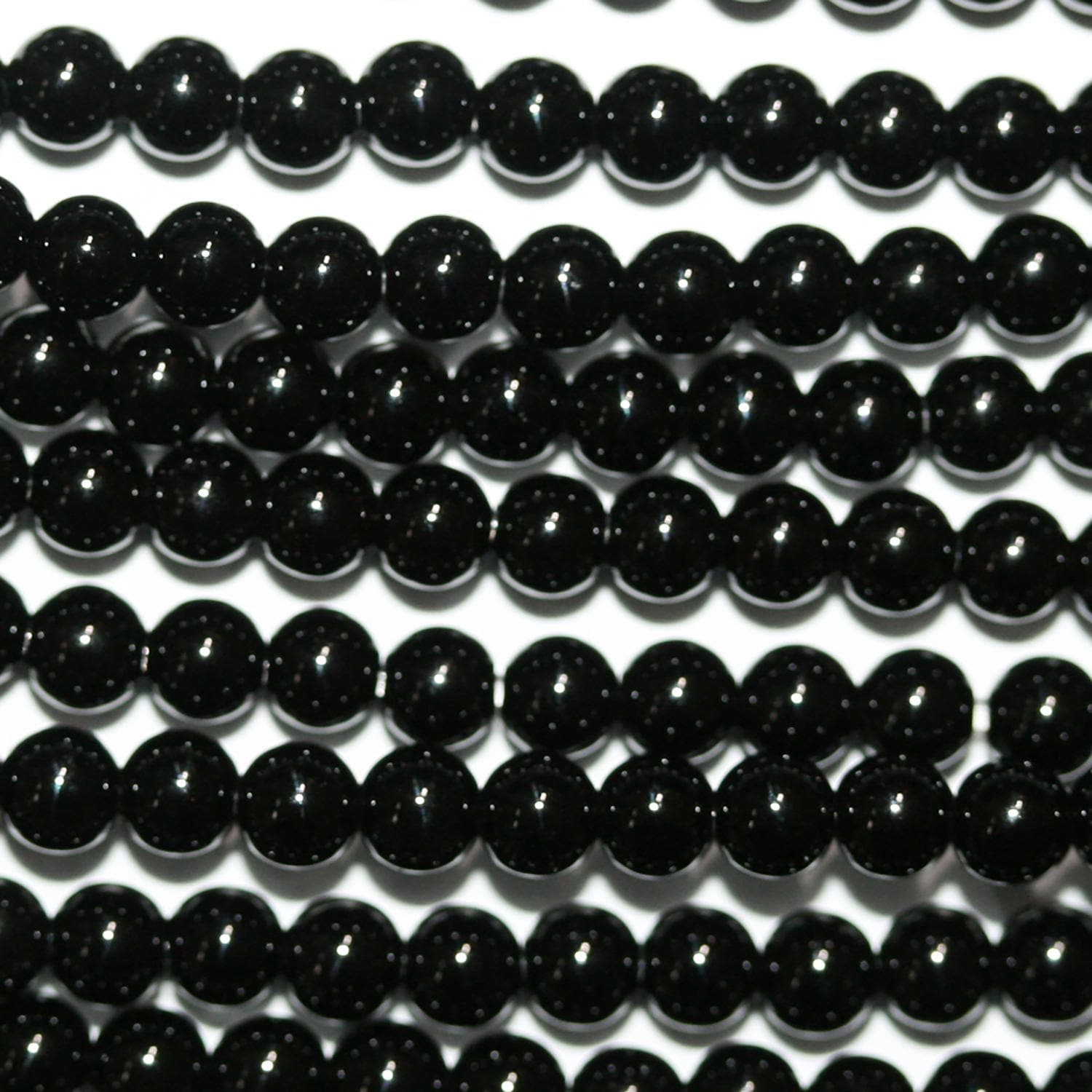 Cuentas redondas lisas de ónix de San Valentín de 4 mm (16") - Hilo de 40 cm