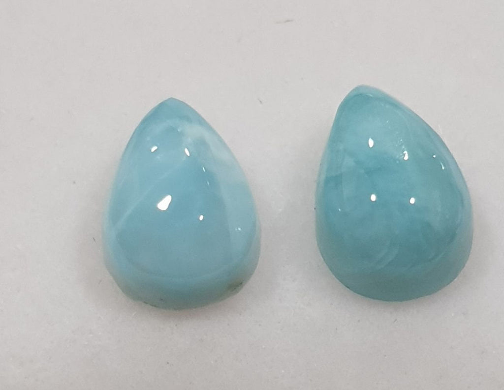 Larimar Pair Drop Cabochon 7x5mm.-(2Pcs)-Naturall Gems