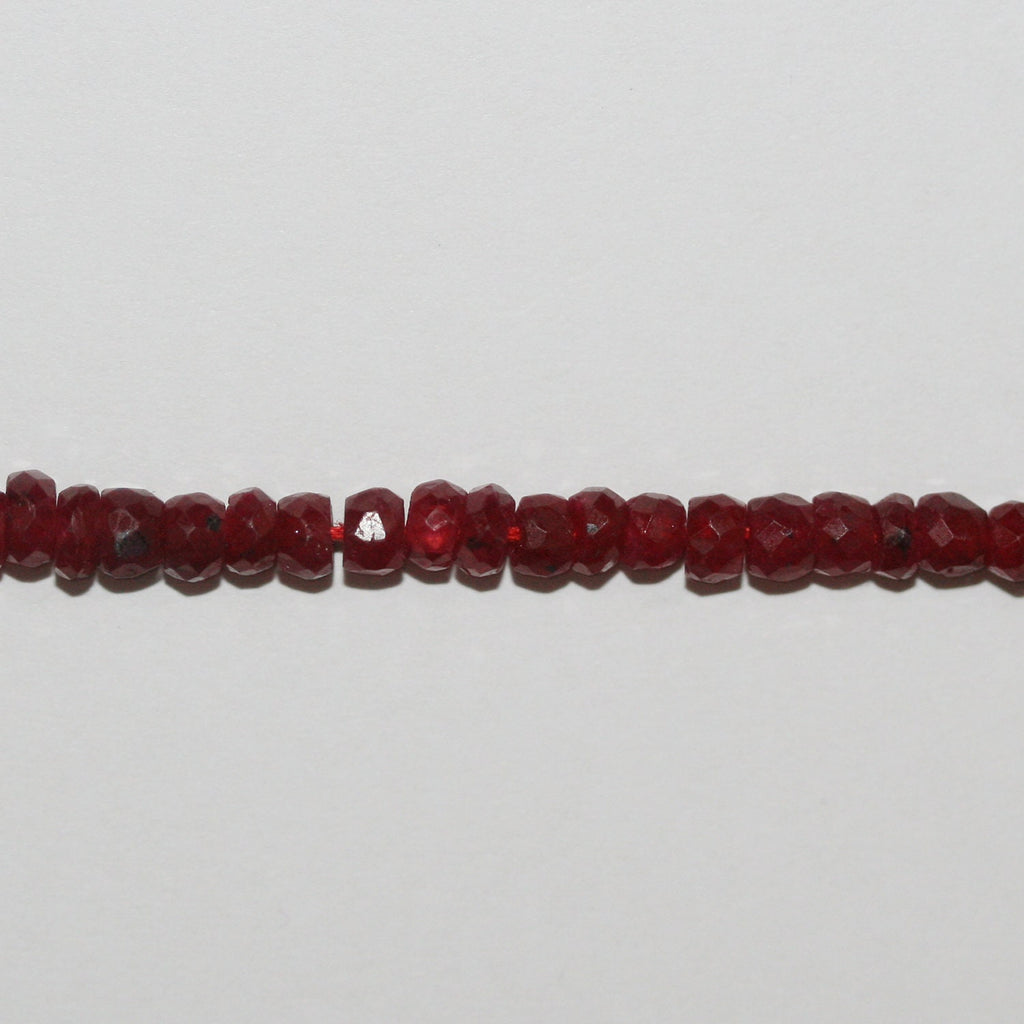 13" St Ruby Faceted Rondelle Beads 4x2mm.-Strand 33cm.