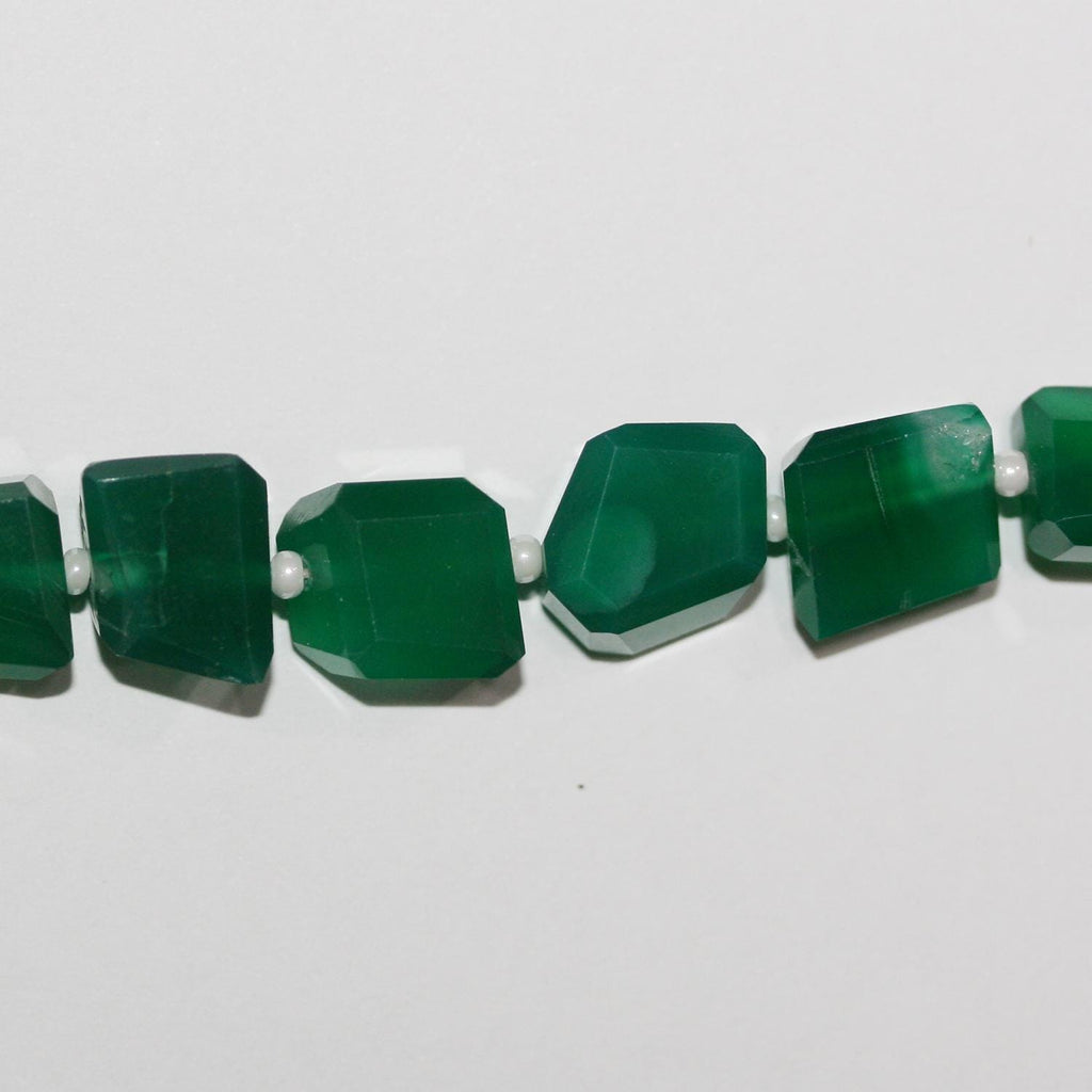 12" St Green Onyx Faceted Nugget Beads 10x7mm.Approx.-Strand 36cm