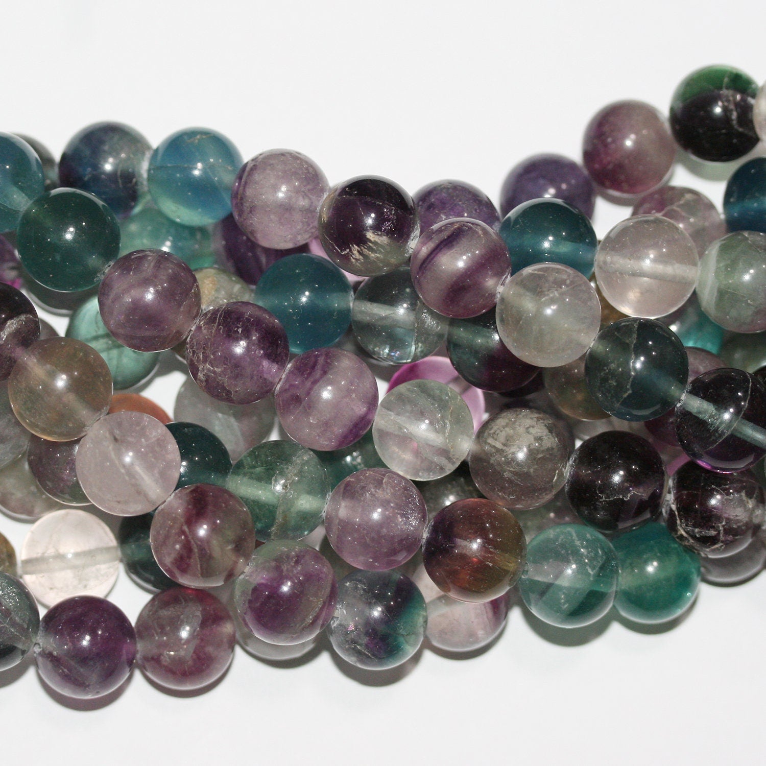 Perles rondes lisses en fluorite St de 14 mm, 15 pouces (38 cm) - Fil de 39 cm