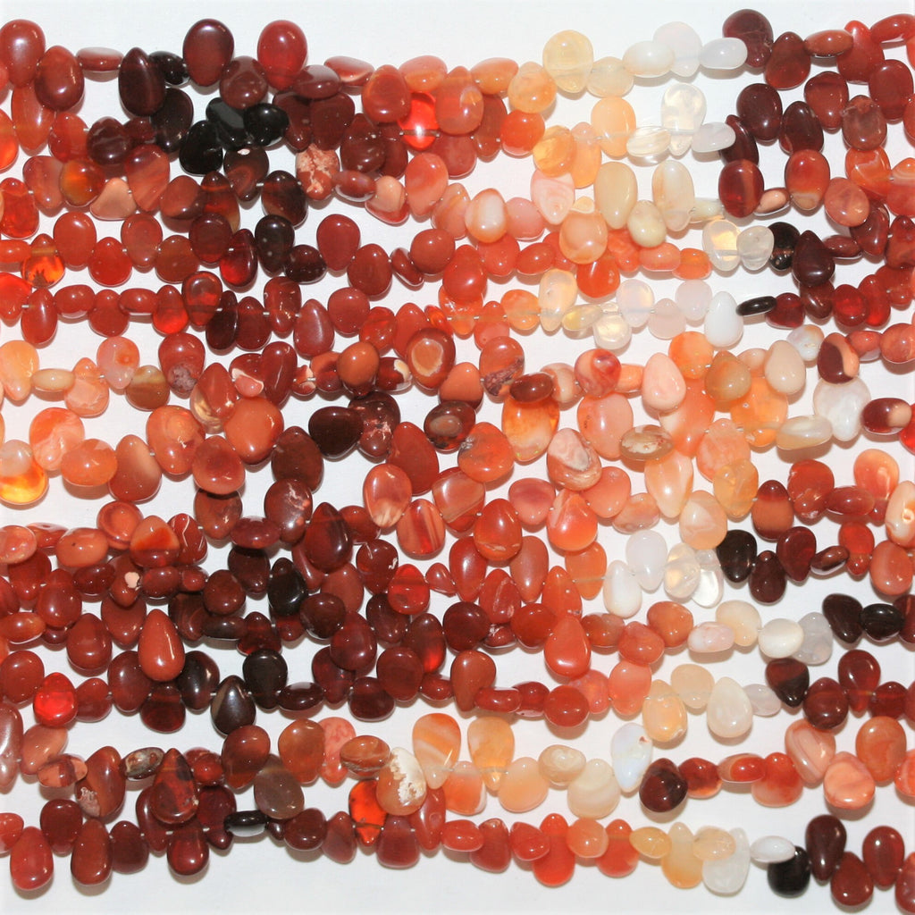 Cuentas de ópalo de fuego liso de 8" de St., 7 x 5 mm. Aprox. - Hilo de 20 cm.
