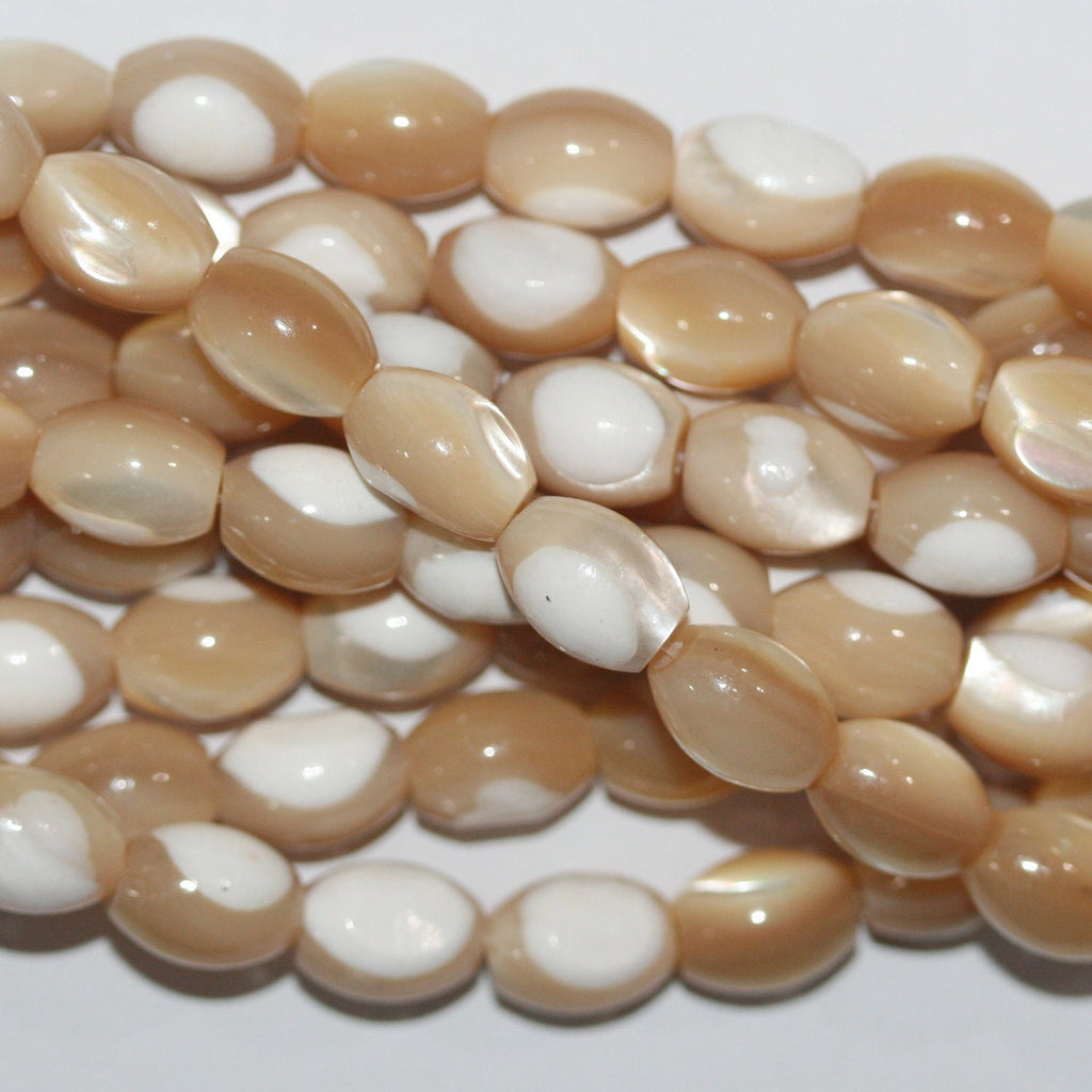 Cuentas de barril lisas MOP marrón de 16" (10 x 8 mm) - Hilo de 40 cm