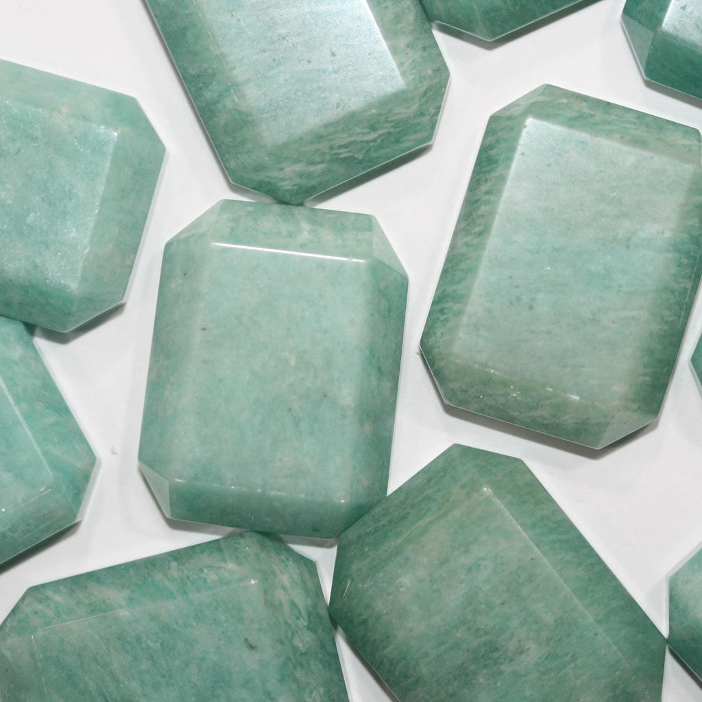 1 Pcs Amazonite Rectangle Faceted Octagon Cabochon 29x22mm Approx.  (1pcs).  Flat Back. Without Cullet