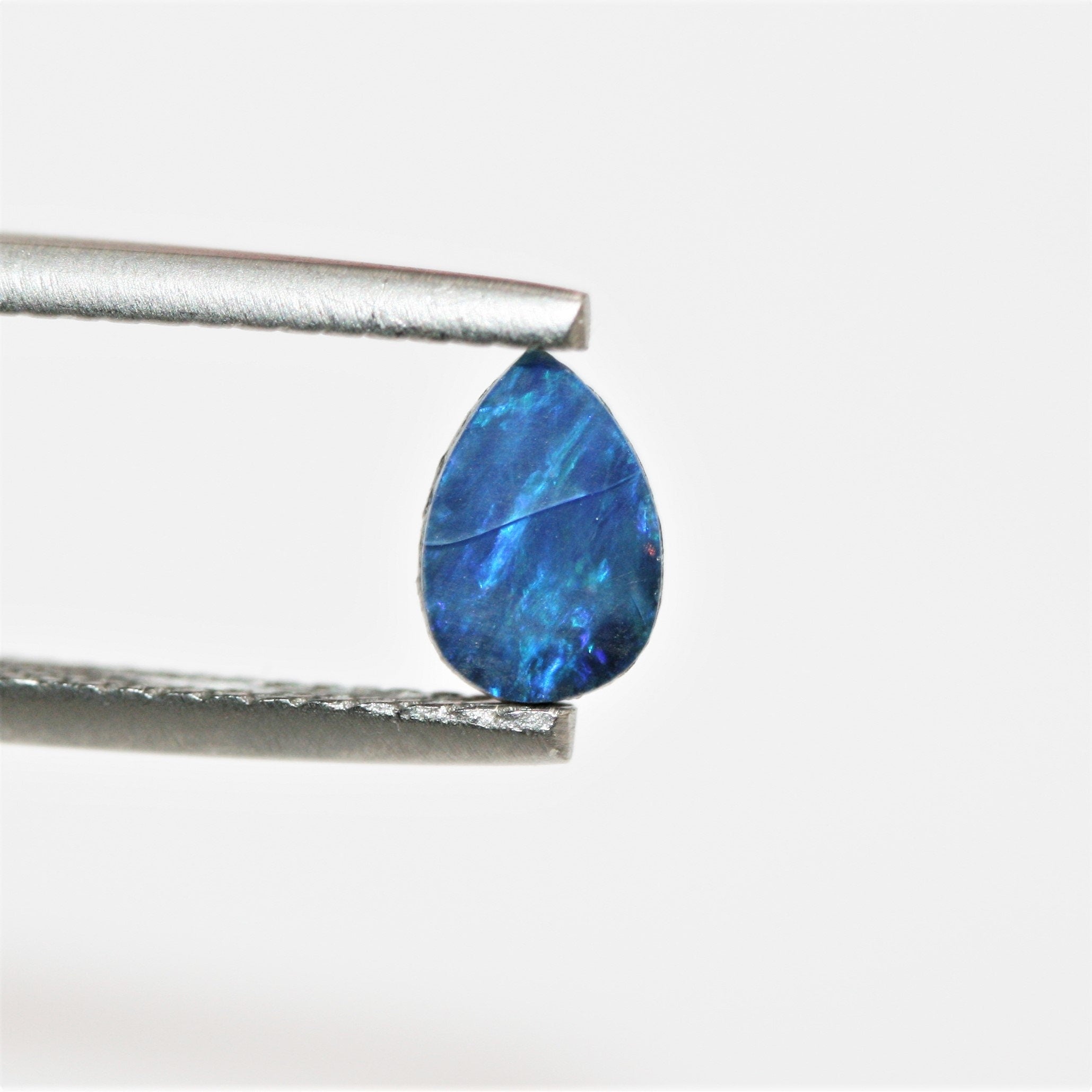 Natural Australian Opal Smooth Flat Drop Cabochon Doublet Pair 7x5mm. (2pcs)