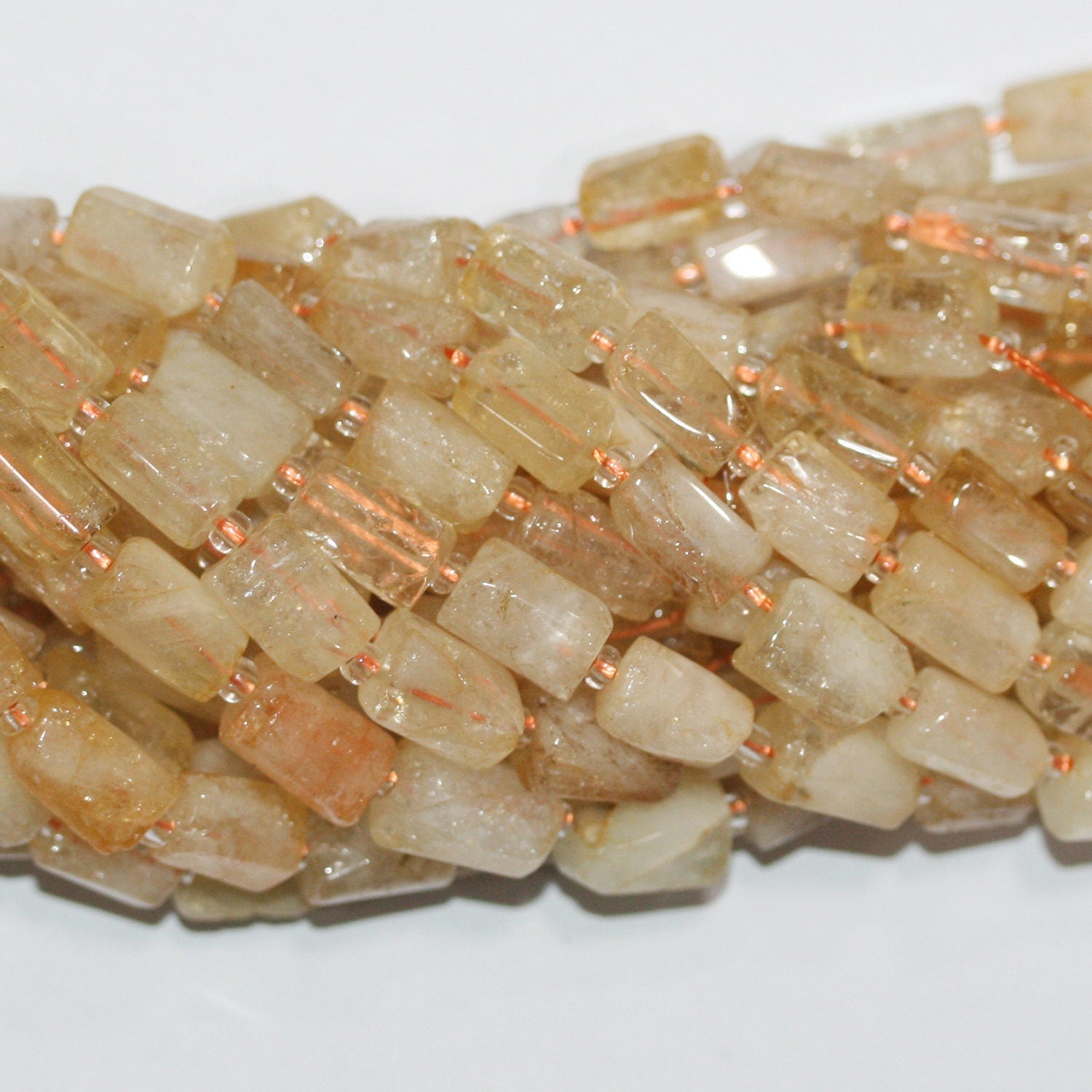 Cuentas de barril liso de citrino de 16", 12 x 6 mm, aprox., hilo de 40 cm.