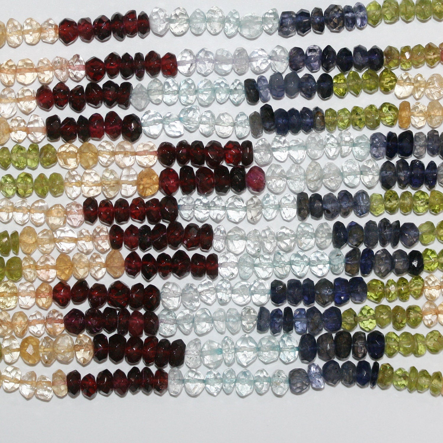 14" St  Multi Stone Faceted Rondelle Beads 6x4mm.-Strand 36cm