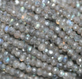 13" St Labradorite Faceted Rondelle Beads  4x3mm.-Strand 34cm.