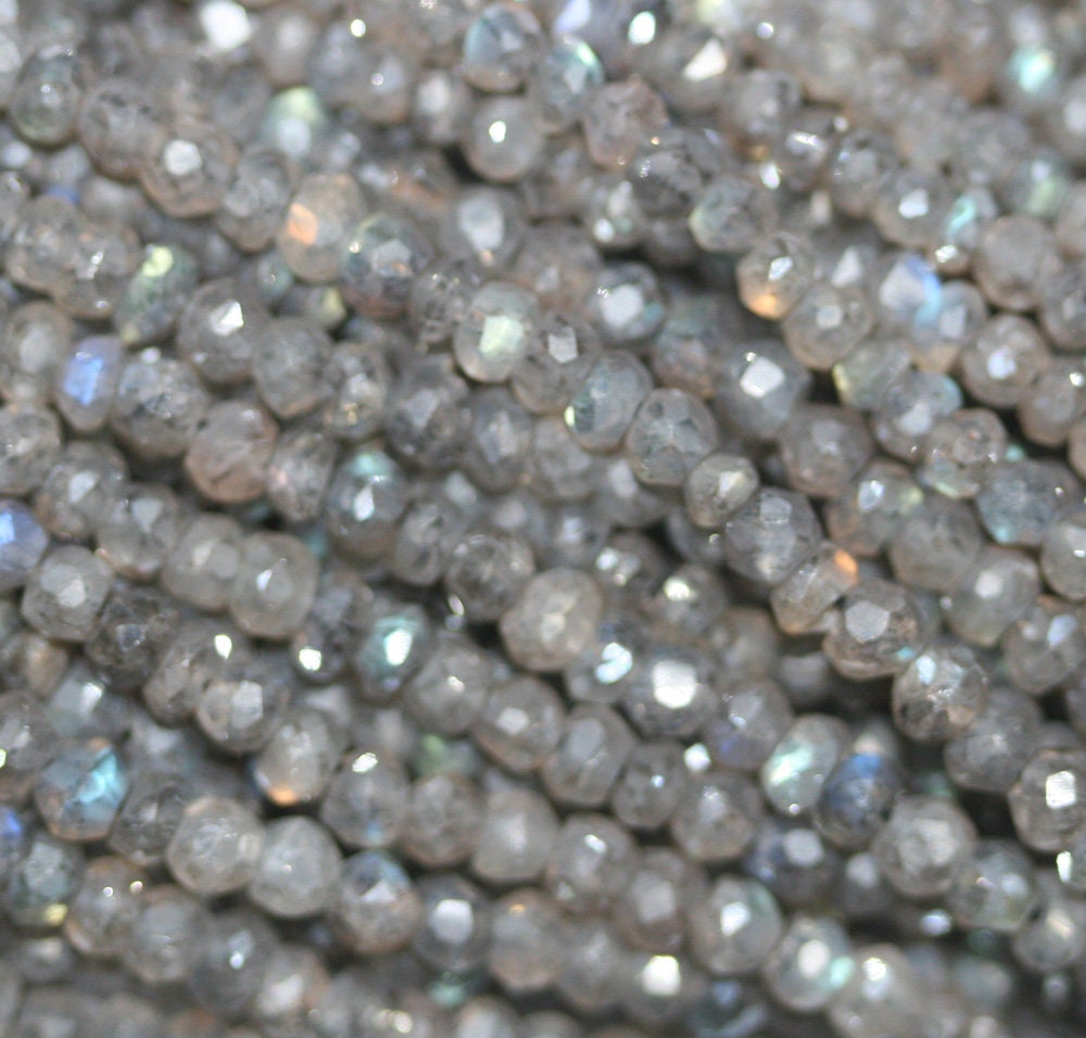13" St Labradorite Faceted Rondelle Beads  4x3mm.-Strand 34cm.