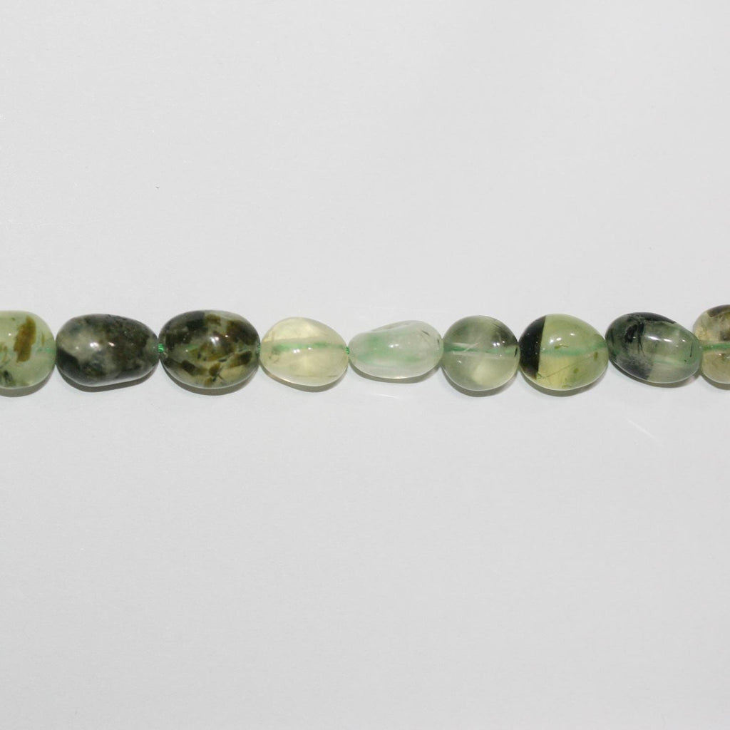 Perles de pépites lisses en préhnite de 14 pouces, 9-12 mm environ, brin de 40 cm.