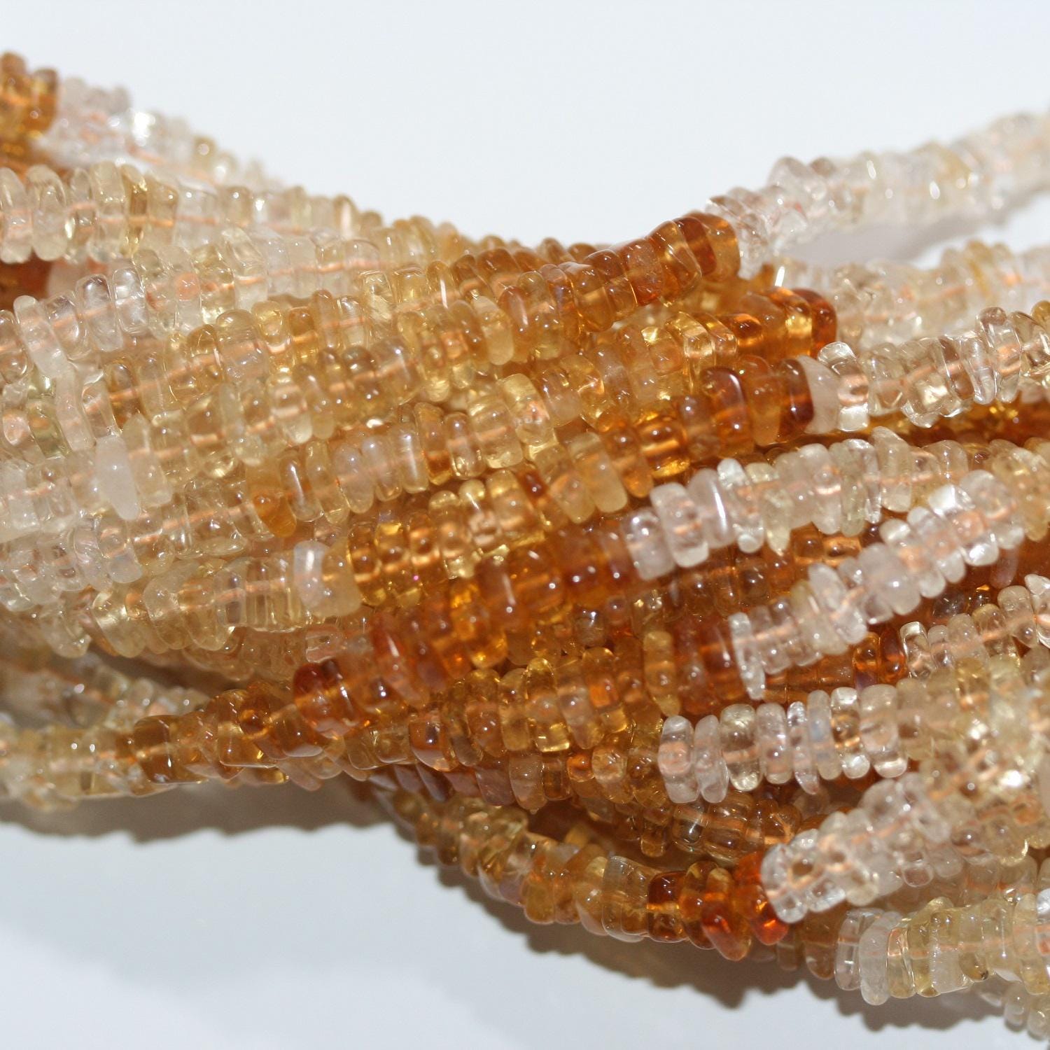 Cuentas cuadradas planas y lisas de citrino de 16" (5 x 2 mm) - Hilo de 40 cm