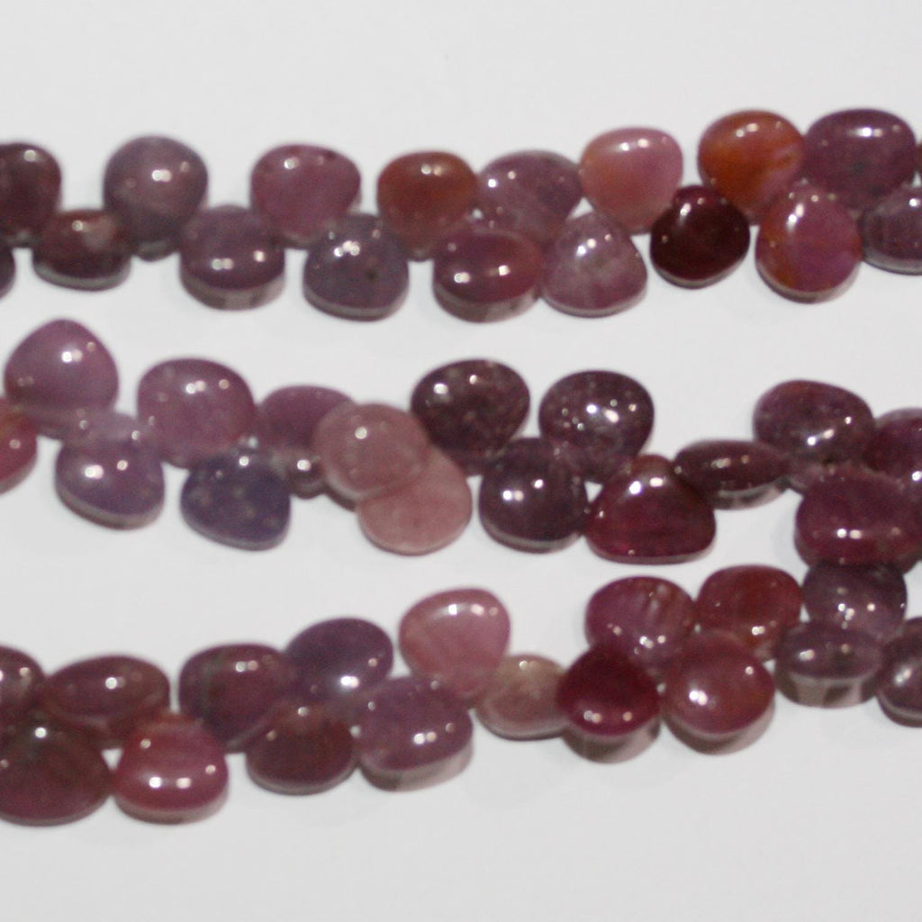 Perles en saphir rose St lisses en forme de goutte, 6-7 mm, 8 pouces, brin de 20 cm.