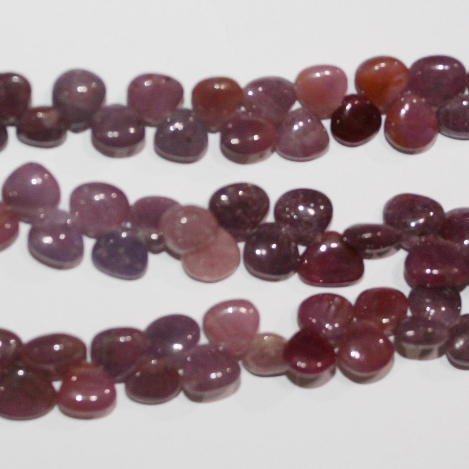 Perles en saphir rose St lisses en forme de goutte, 6-7 mm, 8 pouces, brin de 20 cm.