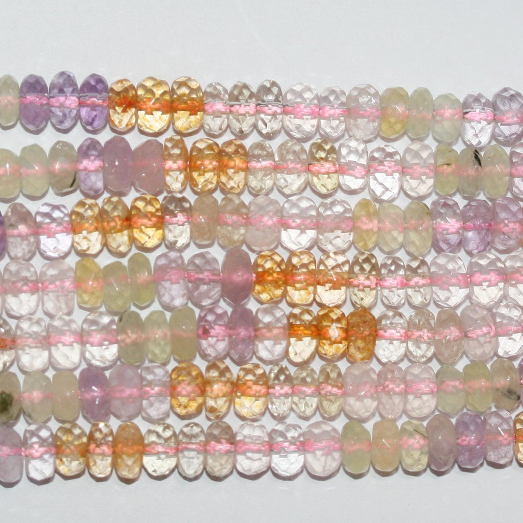 Perles rondelles à facettes en quartz mélangé, 16 pouces (6 x 3 mm), longueur 40 cm.