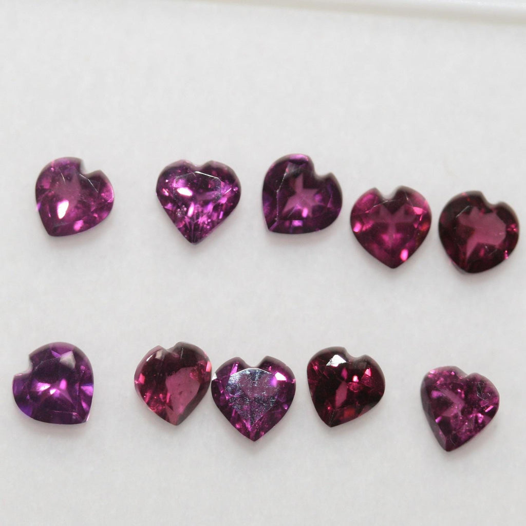 Lote Granate Rodolita Corazón Facetado 5mm.- (10Pcs).
