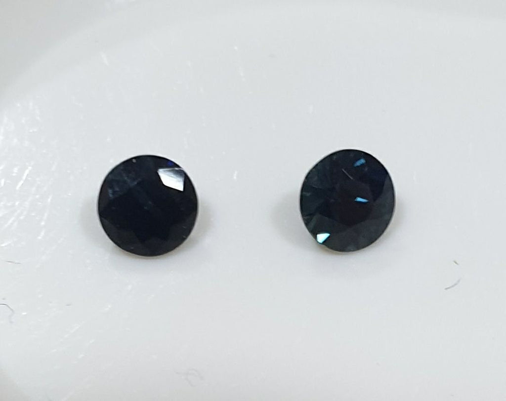 1 Pair 2 Pcs Natural Top Blue Color Blue Sapphire 4mm Round Brilliant Cut- Wholesale Gemstones- Natural Stones For Jewelry