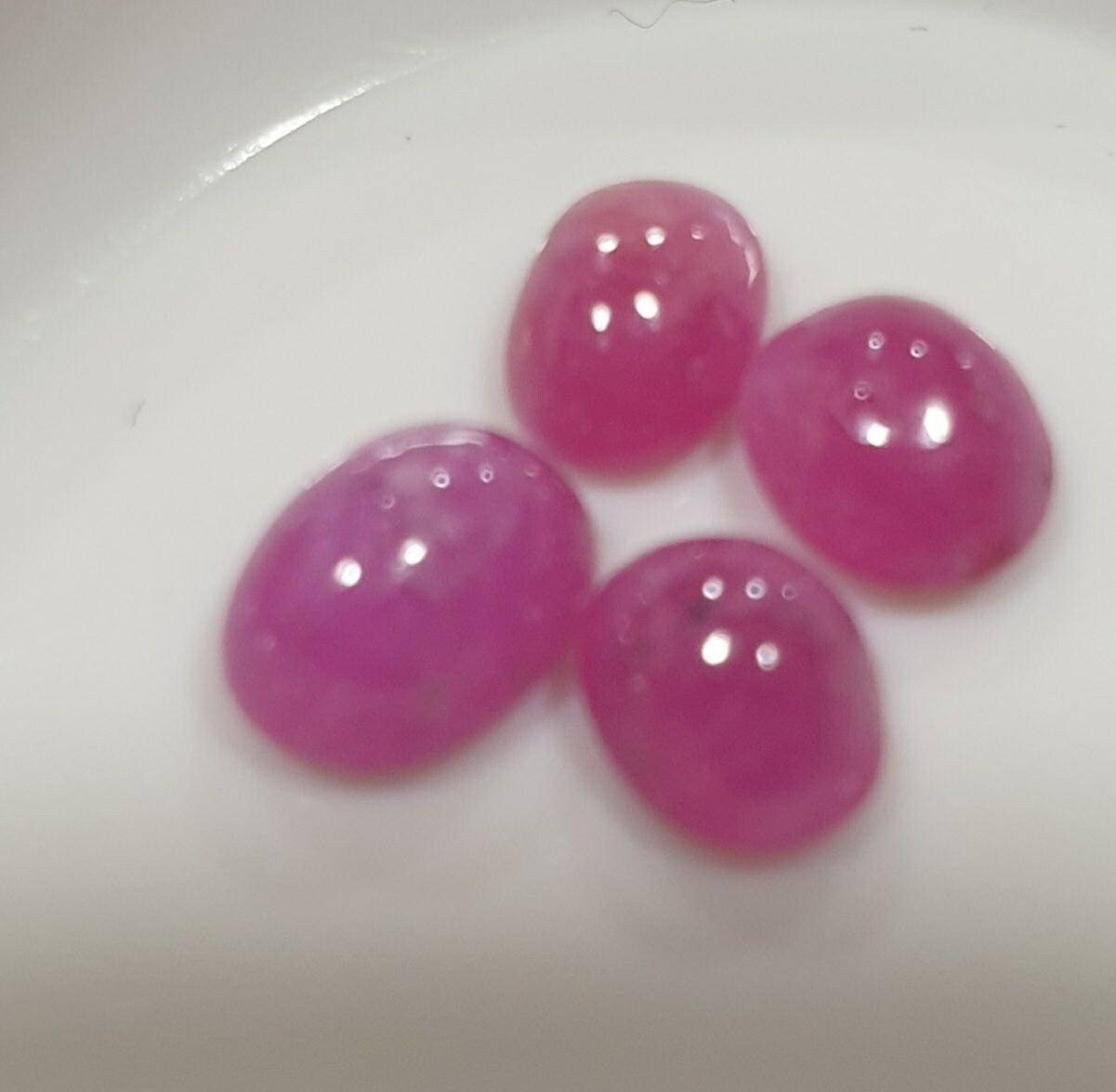 Ruby Lot 4 Pcs Oval  Cabochons  5.5X4mm to  6.5x5mm Cabochon  Natural Ruby- Ruby Lot -Natural Ruby Lot