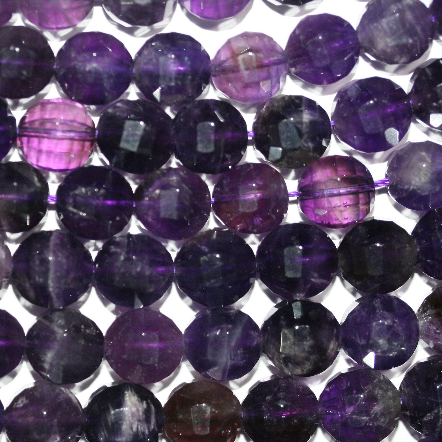 15" Perles rondes à facettes en améthyste St 10 mm.-Rig 39 cm.