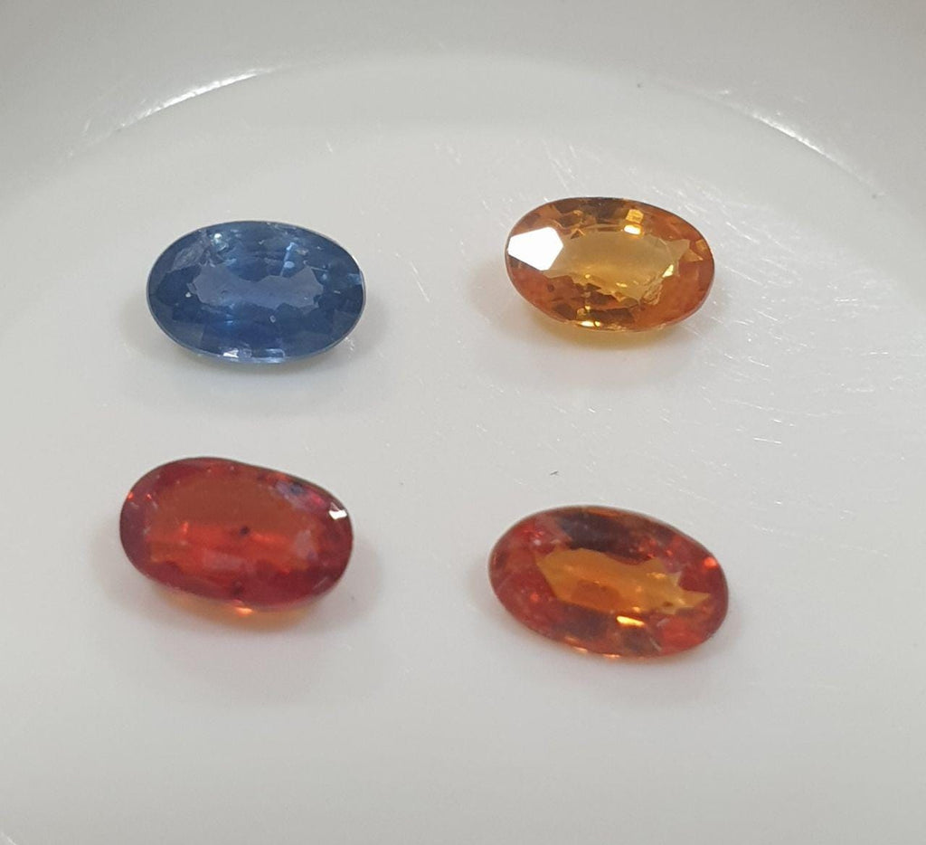 Lote de 4 zafiros multicolores facetados ovalados de 5 x 3 mm - Paquetes de piedras preciosas - Piedras sueltas al por mayor - Gemas naturales