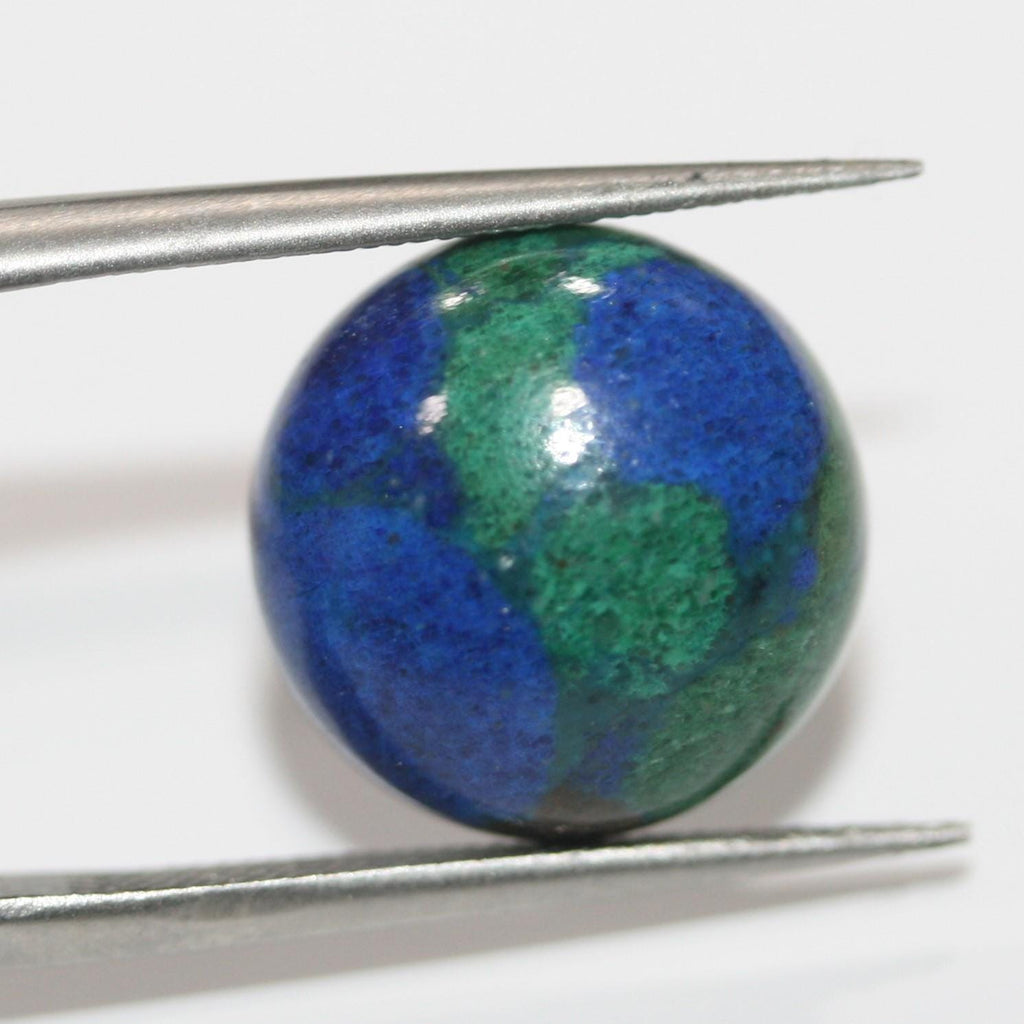 6 cabochons ronds lisses d'azurite de 14 mm. (6 pièces).